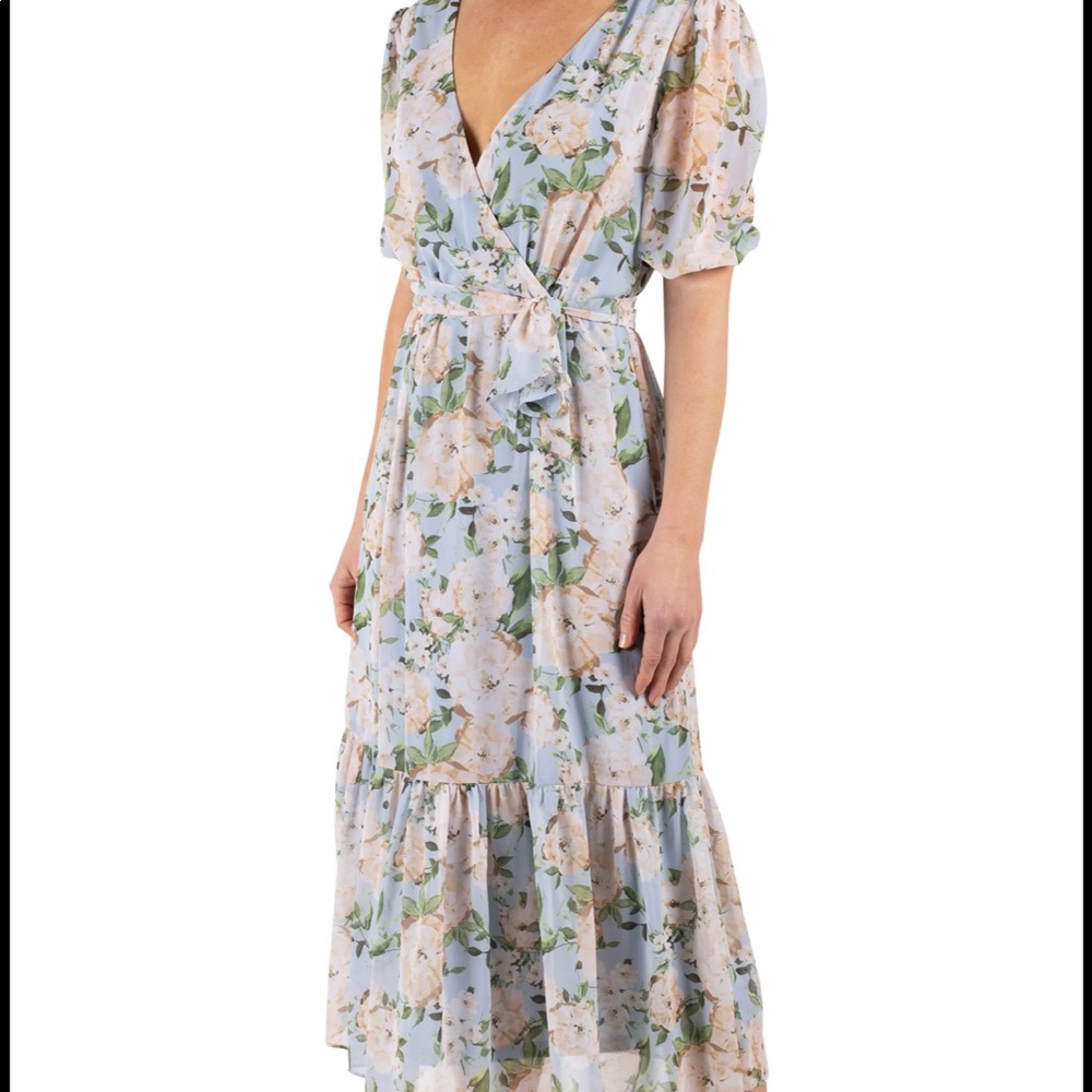 Julia Jordan faux wrap tiered hem midi dress